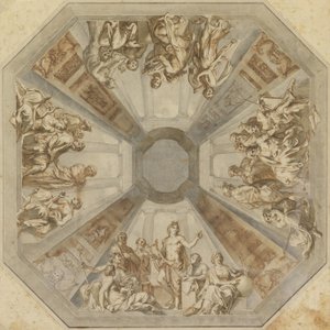 Estudio para El triunfo de Apolo para el techo de la Sala delle Muse, Museo Pio-Clementino de Tommaso Maria Conca